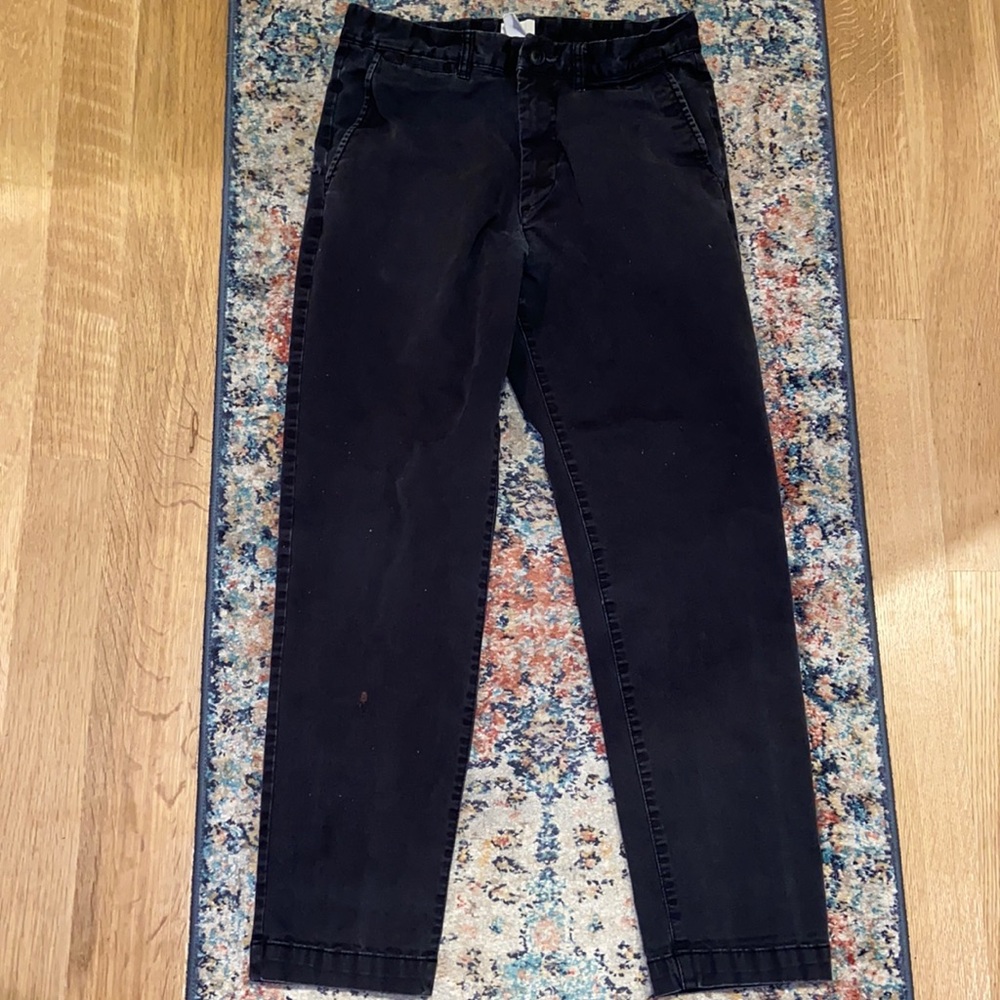 H&M Men’s 30x30 Work Pants Black Chinos w/ Bleach Spots & Splatters